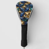 Luxe Robijn Blauwe Goud Marmer Geometrisch Golfheadcover (Voorkant)
