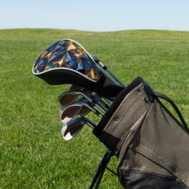 Luxe Robijn Blauwe Goud Marmer Geometrisch Golfheadcover