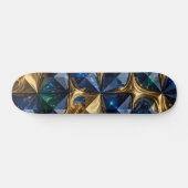 Luxe Robijn Blauwe Goud Marmer Geometrisch Persoonlijk Skateboard (Horizontaal)