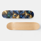 Luxe Robijn Blauwe Goud Marmer Geometrisch Persoonlijk Skateboard (Horizontaal)