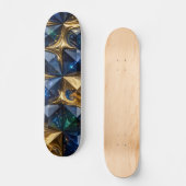 Luxe Robijn Blauwe Goud Marmer Geometrisch Persoonlijk Skateboard (Voorkant)