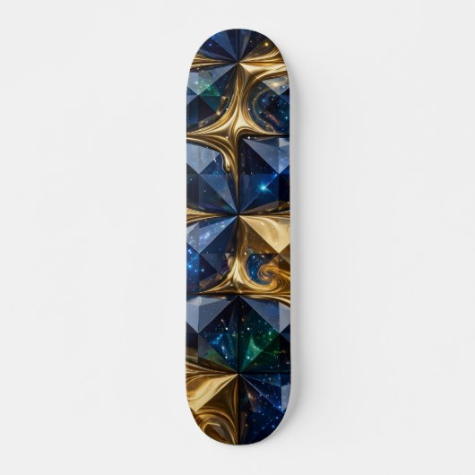 Luxe Robijn Blauwe Goud Marmer Geometrisch Persoonlijk Skateboard (Voorkant)