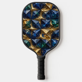 Luxe Robijn Blauwe Gouden Marmer Geometrisch Pickleball Paddle