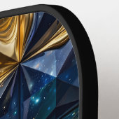 Luxe Robijn Blauwe Gouden Marmer Geometrisch Pickleball Paddle (Links Detail)