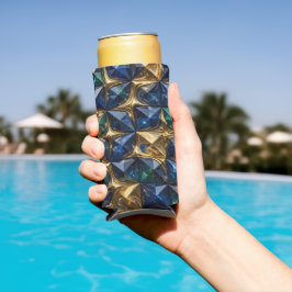 Luxe Robijn Blauwe Gouden Marmer Geometrisch Seltzer Blikjeskoeler