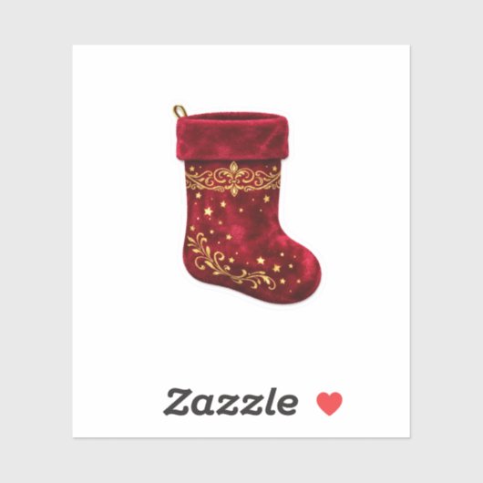 Luxe Robijnrode Fluwelen Kerstmuts Sticker (Vel)