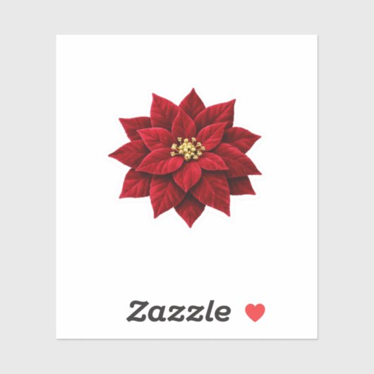 Luxe Robijnrood Fluwelen Poinsettia Sticker Goud B (Vel)