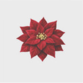 Luxe Robijnrood Fluwelen Poinsettia Sticker Goud B (Voorkant)