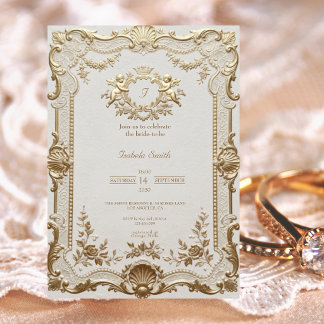 Luxe Rococo Elegante Franse Kant Bruidsdouche Kaart
