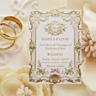 Luxe Rococo Elegante Franse Kant Bruiloft Kaart