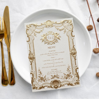 Luxe Rococo Elegante Franse Kant Bruiloft Menu