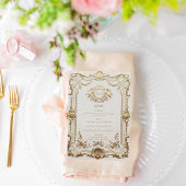 Luxe Rococo Elegante Franse Kant Bruiloft Menu