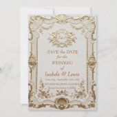Luxe Rococo Elegante Franse Kant Bruiloft Save The Date (Voorkant)