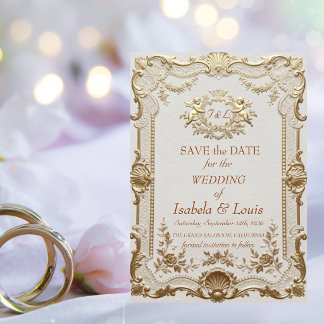 Luxe Rococo Elegante Franse Kant Bruiloft Save The Date