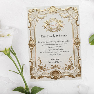 Luxe Rococo Elegante Franse Kant Trouwkaart Bedankkaart