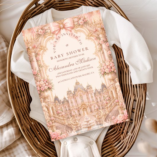 Luxe Rococo Prinses Baby Shower Kaart