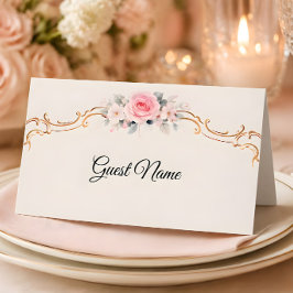 Luxe Rococo Roze Bruiloft Plaatskaartje