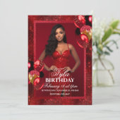 Luxe rode ballonnen foto uitnodiging (Staand voorkant)