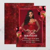 Luxe rode ballonnen foto uitnodiging (Voorkant / Achterkant)