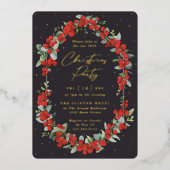 Luxe Rode Berry + Eucalyptusfeest Folie Uitnodiging (Voorkant)