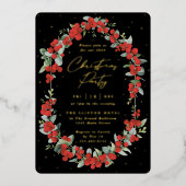 Luxe Rode Berry + Eucalyptusfeest Folie Uitnodiging (Voorkant)