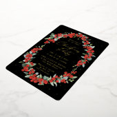 Luxe Rode Bes + Eucalyptus Kerstfeest Folie Uitnodiging (Gedraaid)