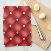 Luxe Rode Diamant Gestoffeerd Patroon Theedoek (Quarter Fold)