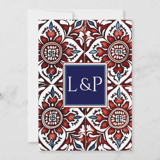 Luxe rode en blauwe Tegel Kaart (Achterkant)
