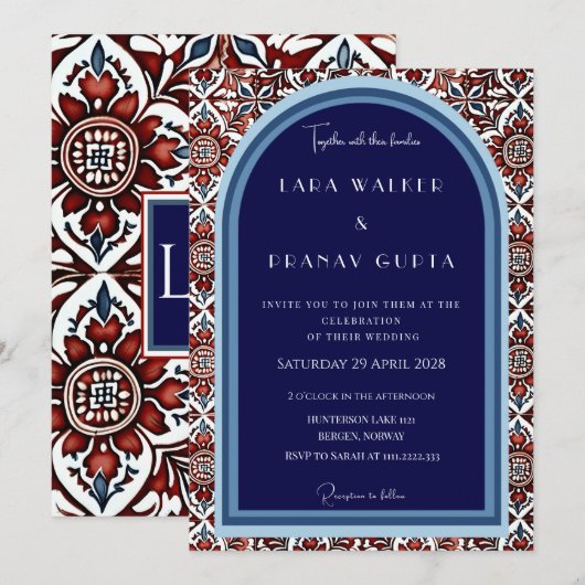 Luxe rode en blauwe Tegel Kaart (Voorkant / Achterkant)