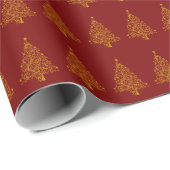Luxe rode en gouden kerstboom cadeaupapier (Rol Hoek)