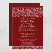 Luxe Rode Kant Elegant Vrijgezellenfeest Invite Kaart (Voorkant / Achterkant)