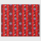 Luxe rode kerst met zilveren rendiertje cadeaupapier (Vlak)