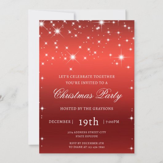 Luxe Rode Kerstfeest Uitnodiging (Voorkant)