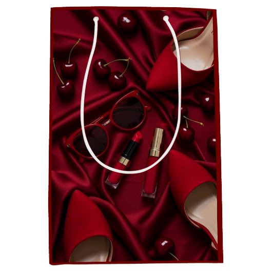 Luxe rode modegiftzak medium cadeauzakje (Voorkant)