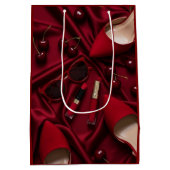 Luxe rode modegiftzak medium cadeauzakje (Achterkant)