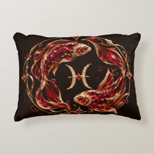 Luxe Rode Pisces Dierenriem Accent Kussen