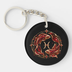 Luxe Rode Pisces Dierenriem Sleutelhanger