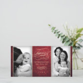 Luxe rode 'Prettig Kerstfeest' fotokaart Feestdagenkaart (Staand voorkant)