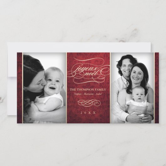 Luxe rode 'Prettig Kerstfeest' fotokaart Feestdagenkaart (Voorkant)