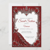 Luxe Rode Prinses Sweet 16 Kaart (Voorkant)