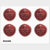 Luxe Rode Productlabel Roze Gouden Frame Monogram Ronde Sticker (Vel)