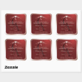 Luxe Rode Productlabel Roze Gouden Frame Monogram Vierkante Sticker (Vel)