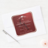 Luxe Rode Productlabel Roze Gouden Frame Monogram Vierkante Sticker (Envelop)