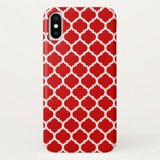 Luxe rode Quatrefoil-roosterpatroon iPhone X Hoesje