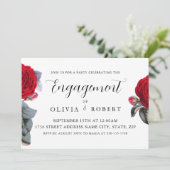 Luxe rode Roos. Elegant Verloving Part Kaart (Staand voorkant)