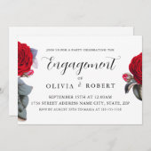 Luxe rode Roos. Elegant Verloving Part Kaart (Voorkant / Achterkant)