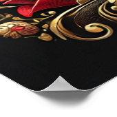 Luxe rode roos en gouden hart kunstwerk poster (Hoek)