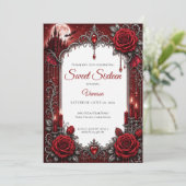 Luxe Rode Rozen Sweet 16 Kaart (Staand voorkant)