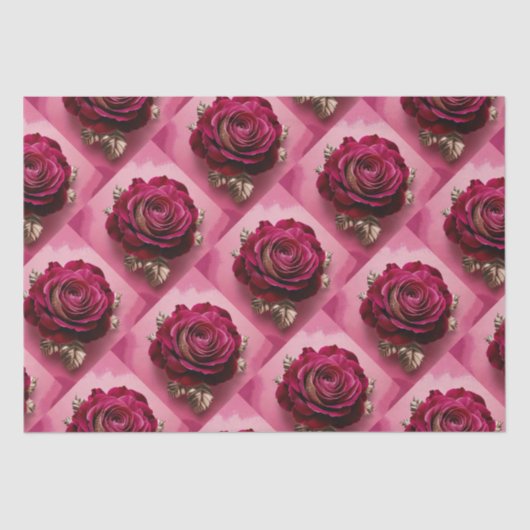 Luxe rode rozenweefsel papier set (Voorkant)