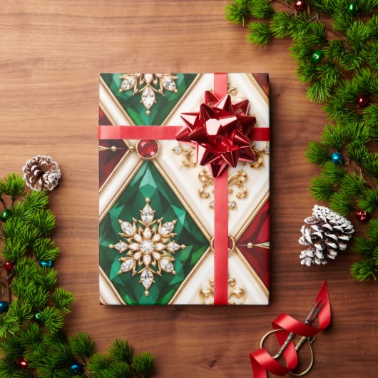 Luxe Rode Smaragd Kerst Inpakpapier (Feestdagen Geschenken)